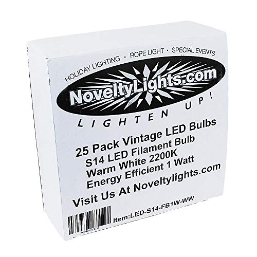 Novelty Lights 25 Pack Filament LED S14 Outdoor Patio Edison Replacement Bulbs, Warm White, E26