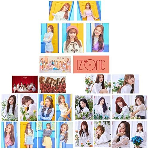 yuehuxin Characteristic 28 Pcs/Set KPOP IZONE All Members Crystal Card Sticker Small Photo Card Sticker Suitable for Bus Card ID Card Hot Gift for Fans for Home Decoration