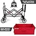 BEAU JARDIN Folding Push Pull Beach Wagon Collapsible Cart 300 Pound Capacity Utility Camping Grocery Canvas Portable Buggies Outdoor Garden Sport Heavy Duty Shopping Wide All Terrain Wheel BG229 Red