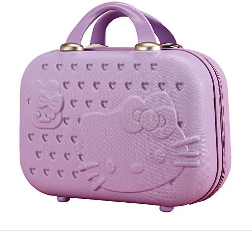 14" Fasion Cute Women Girl handbag Makeup Case Travel Mini Luggage Suitcase (Purple)