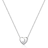 Memorjew 925 Sterling Silver Initial Heart Necklace for Women - Gifts for Women, Dainty Hypoallergenic Sterling Silver Cubic Zirconia Initial Heart Necklace for Women Jewelry Gifts