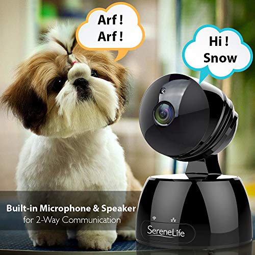 SereneLife Indoor Wireless IP Camera - HD 720p Network Security Surveillance Home Monitoring w/Motion Detection, Night Vision, PTZ, 2 Way Audio, iPhone Android Mobile App PC WiFi Access - IPCAMHD30BK