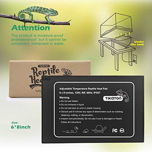 Tikaton Reptile Heat Pad Adjustable Temperature Under Tank Heater for