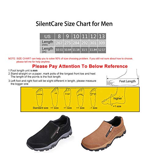 SILENTCARE Men's Loafers Casual Shoes,Breathable Lightweight Zipper Slip On Sneakers,Hiking Shoes for Outdoor Trail Trekking (10 M US, Brown)