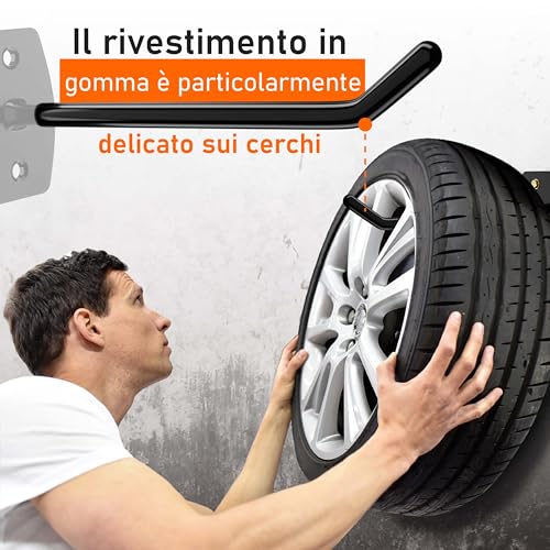 Upgrade4cars Car Tyre Holder for 4 Tyres | Wall Tyre Holder | Wall Mounted Wheel Hanger | Hooks for Hanging Tyres