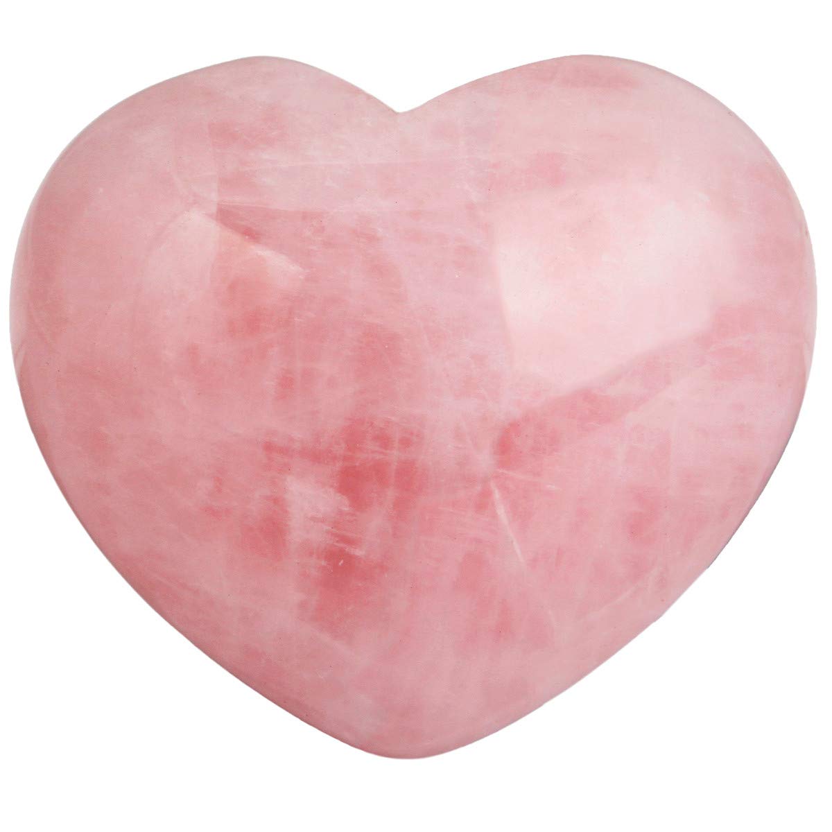 KYEYGWO Rose Quartz Puff Heart Healing Crystals Love Stone, Pocket Stones Palm Worry Stone for Reiki Meditation Balancing, 1.7" (1 PCS)