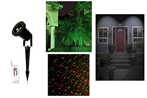 Improvements All-metal 4-in-1 Projection Light with Remote, Changes From Green to Red to White Spotlight, Can Be Used for Christmas, Halloween, Landscape, Parties Year Round!