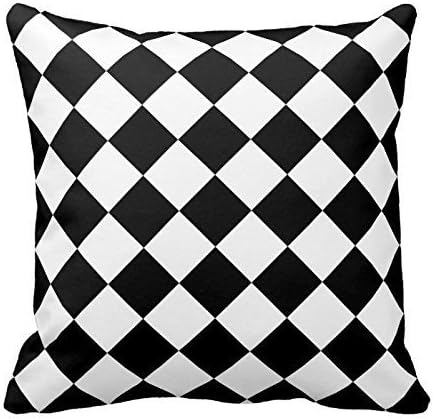 Fashionable Designed Durable Cotton Pillowcase Black And White Chessboard Lattice Pattern Decorative Cotton Throw Pillow Cover Cushion Case Home Square Inches Two Sides