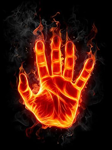 Psychedelic Fire Palm Hand Trippy Art Fabric Cloth Rolled Wall Poster Print- Size: 24" x 18"