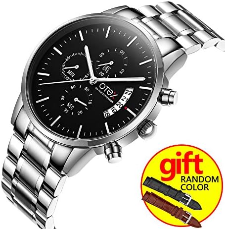 Men Business Steel Watch Brand Luxury Famous Chronograph Watches For Man Clcok Quartz-watch Relogio Masculino (Silver black)