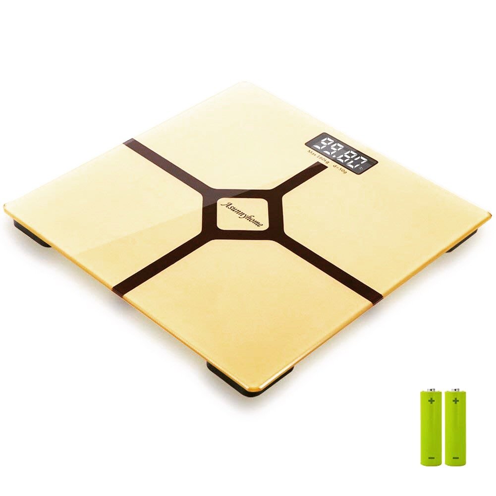 Digital Bathroom Scale with Step-On Function - Batteries Included, 400 pounds- Elegant Gold