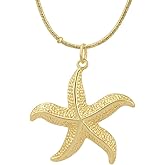 Starfish Pendant Necklace for Women – 18K Gold Plated Stainless Steel Starfish Charm, Adjustable Snake Chain, Beach Jewelry Gift