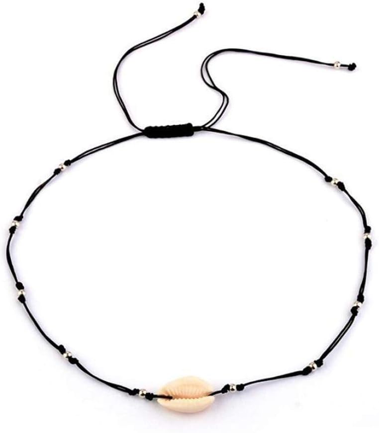gaibian Bohemian Simple Black Rope Chain Shell Beads Clavicle Choker Necklace Women Beach Jewelry Accessories