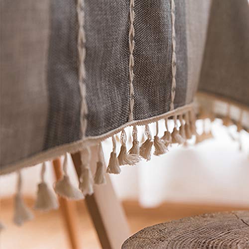 JZY Heavy Duty Cotton Linen Table Cloth for Rectangle Table Stitching Tassel Tablecloth for Dining Table Dust-Proof Table Cover for Tabletop Decoration (55"x120", S-Gray)