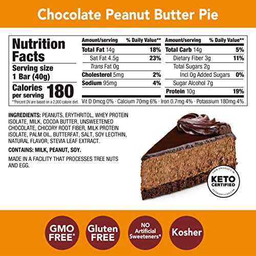 think!® Keto Protein Bars Chocolate Peanut Butter Pie, 10g Protein, 4g Net Carbs, 2g Sugar, No