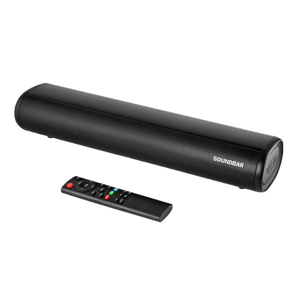Winnes Small TV speakers soundbar with Bluetooth, Optical, USB, ARC & AUX, Coaxial Playback Wall Mountable Home Cinema Sound Bar with Surround Sound System for PC/Projectors/Gaming