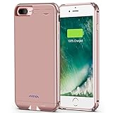 IPhone 7 Plus Battery Case,Patea Portable iPhone 7 Charger Case For 7Plus (5.5 inch),Ultra Slim High-grade Metal Frame Li-Polymer [5000mAh],iphone 7 Plus case battery,Power bank, Juice pack(Rose Gold)