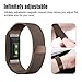 UMTELE for Fitbit Charge 2 Band, Milanese Loop Stainless Steel Metal Bracelet Strap with Unique Magnet Lock, No Buckle Needed for Fitbit Charge 2 HR Fitness Tracker Coffee Small