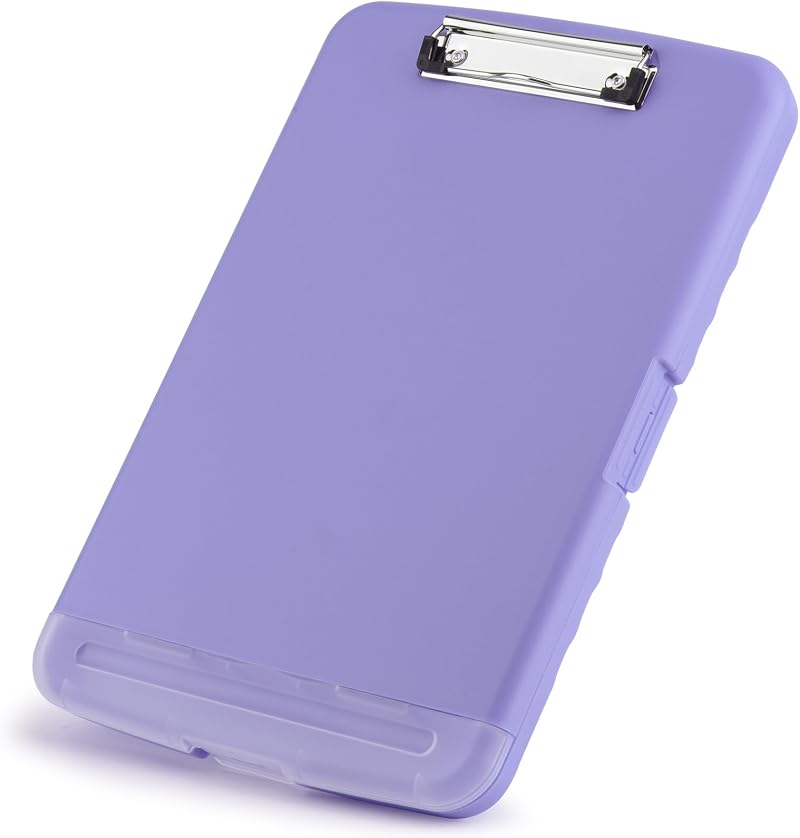 ZCZN A4 Clipboard with Storage Light Purple Plastic Clipboard Folder