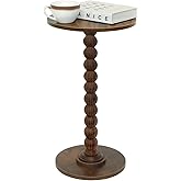 Fultyle Round Side Table, Small Drink Table for Small Spaces, Modern Accent Nightstand with Solid Wood Leg for Living Room, B
