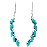 Turquoise Earrings 925 Sterling Silver & Genuine Gemstones (Choose Color)