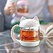 8.5oz Cute Cat Teacup With Fish Filter and Lid, Lovely Glass Pink Cup Suit For Milk, Juice, Tea, Nice Christmas/Birthday Gift