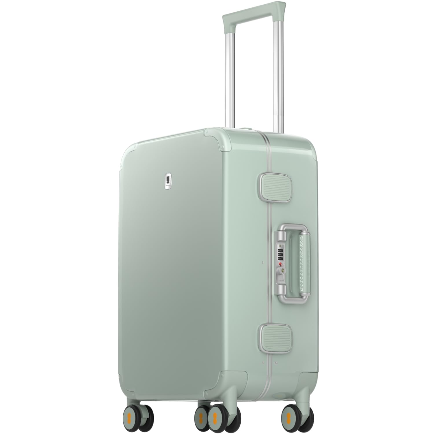 LEVEL8 Zipperless Carry On Luggage Airline Approved with Aluminum Frame, Cute Hardside Suitcase with Spinner Wheels, Metal Rolling Travel Case with Tsa Locks, 20 Inch, Light Green