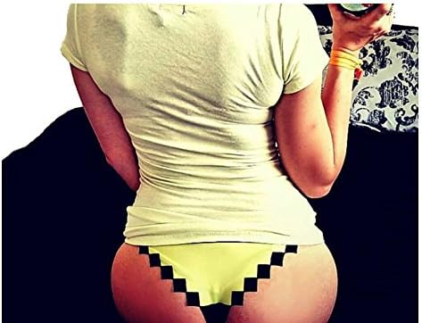 Sexy Women Panties Yellow Color Block Pixel Panties Fashion G-string Underwear