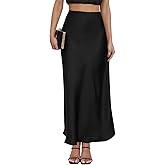 Women's Satin Maxi Skirt High Waisted Elastic Waistband Silk A-Line Casual Party Leopard Print Long Skirts for Women