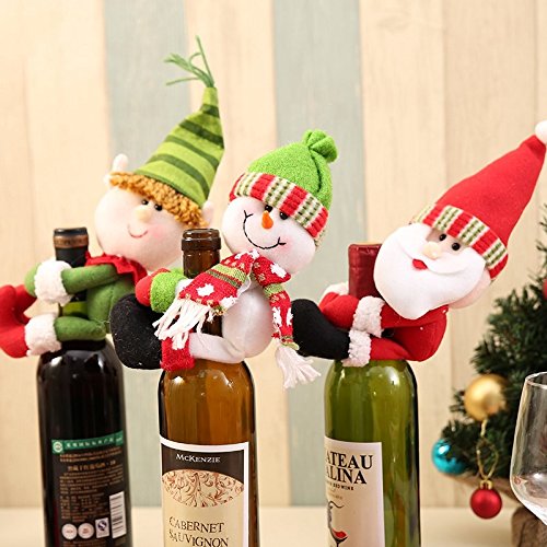 Xiaolanwelc@ 1PC Christmas Bottle Sets Santa Claus Wine Bottle Cover Holders Gift Bags Home Decor Wedding/Christmas Party Decoration Supplies (Santa Claus)