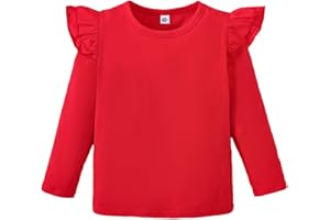 ZFZDRen 12M-14Y Toddler Baby Girls T Shirt Solid Color Blouse Ruffle Top Cotton Casual Tees Plain Shirt