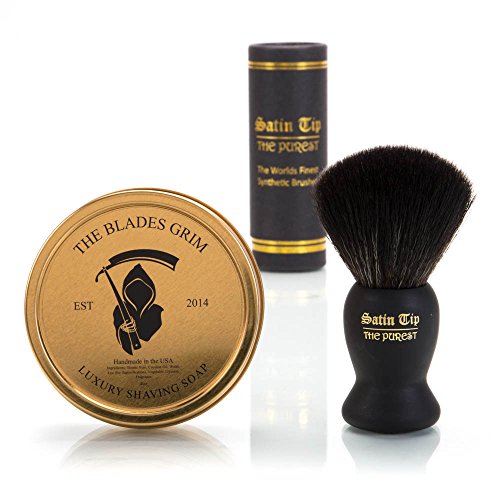 The Blades Grim & Satin Tip – Black Synthetic Shave Brush & Smolder Soap Kit - Thumbnail 3