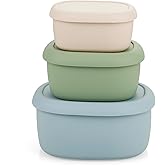 PandaEar 3 Pack Silicone Food Storage Containers with Lids, Reusable Nesting Lunch Bento Box Set, BPA Free, Leakproof, Dishwasher Microwave Freezer Safe (6.7oz, 10oz, 20oz)