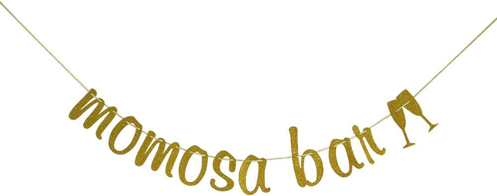Momosa Bar Banner Gold Glitter, Baby Shower Bunting Sign, Bridal Shower Party Decors, Bachelorette Party, Wedding Mimosa Bar Party Decorations