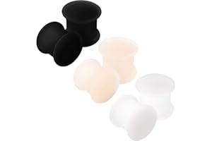 BanaVega Silicone Double Flared Saddle Black Skin White Ear Stretcher Gauge Plugs Lobe Earring Piercing Jewelry See More Sizes