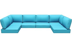 Suvivityse Outdoor Replacement Cushions for Patio Furniture,Water-Resistant Sofa Cushions for Rattan Wicker Sectional Patio Conversation Sets,14-Piece Outdoor Couch Cushions Patio Sofa,Lake Blue