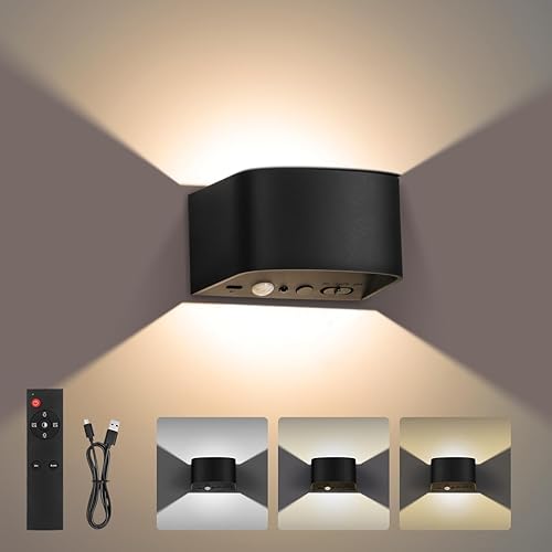 Sfant Motion Sensor Wall Lamp - Inside/Outside, 3 Color Modes, Battery Operated for Kids' Rooms, Stairs & Bathrooms