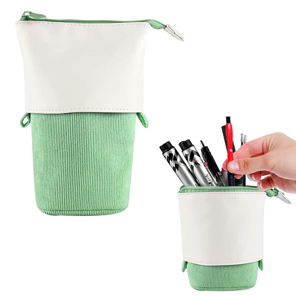 Pencil case, zip, pencil case, girls, teenagers, student pencil case, stand, pencil holder, telescopic pencil case (I)