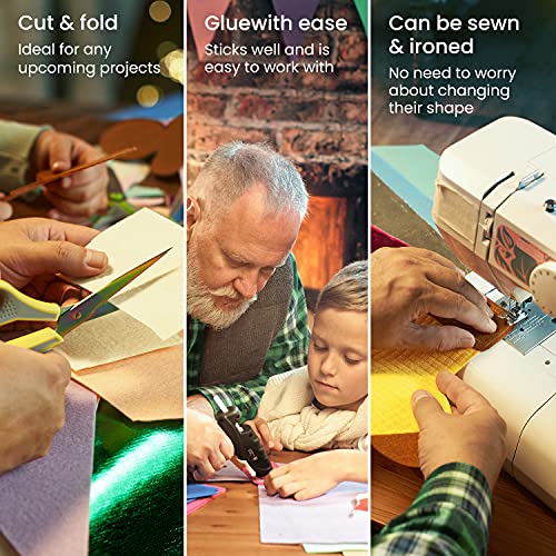 Arteza Embossed Felt Sheets, Set of 50, 8.3 x 11.8 inches Craft Felt, 5