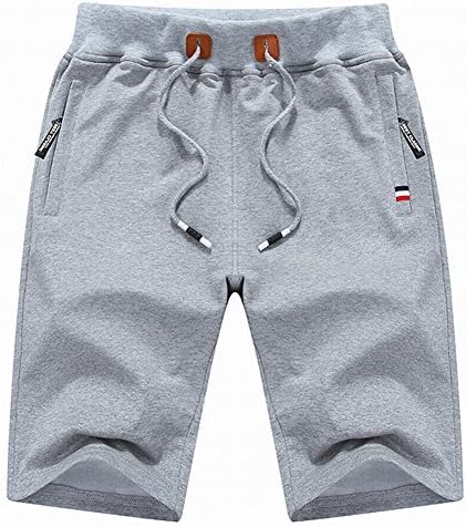 Guoji Men's Classic-Fit Casual Shorts Elastic Waist Zipper Pockets (36 LightGray)
