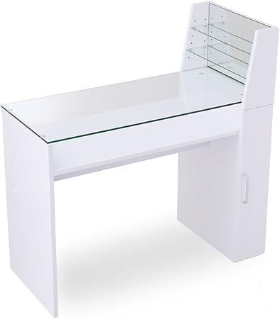 Amazon Co Jp 10 Offクーポンつき 5 1 00 00 5 5 23 59 Lowya ロウヤ 机 ネイルデスク ネイルテーブル ガラス天板 幅100cm Atype ホワイト ビューティー