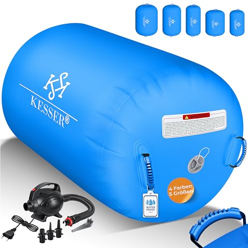 KESSER® Aufblasbare Airtrack | inkl. Tragetasche & elektr. Luftpumpe | Barrel Tumbling, Yoga, Fitnessmatte, Trainingshilfe, Turnmatte, Balance Trainer