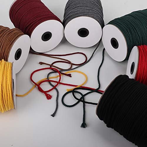 Deep Green Macrame Cord 3mm X 220yards, Colored Macrame Rope, Cotton