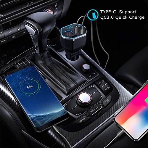 Car Charger,80W Dual USB Car Charger Adapter,A Type C Port and Two Cigarette Lighter Splitter Adapter Sockets with Switchs for GPS, Dashcam, SatNav, iPhone, IPad, Android Etc