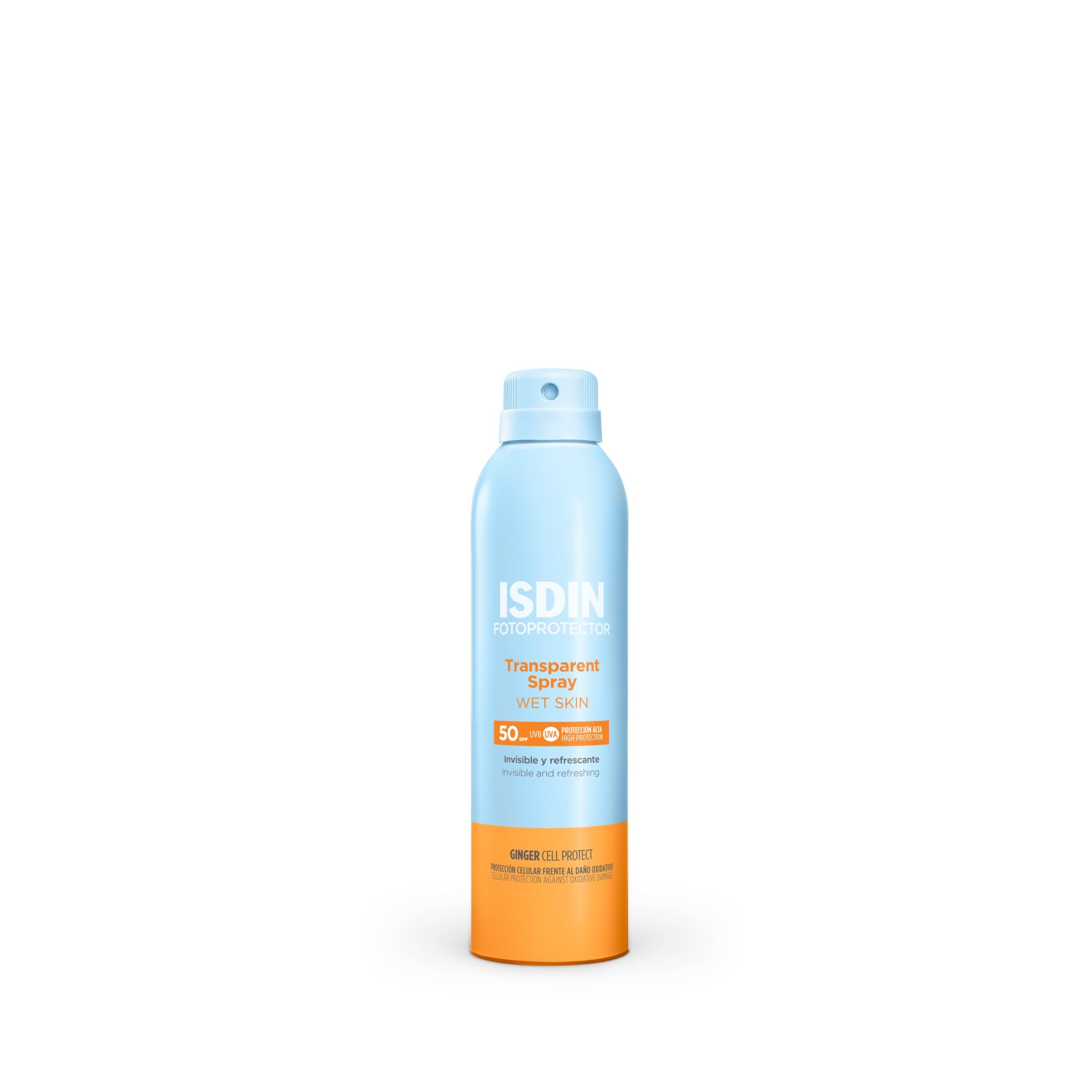 ISDIN Fotoprotector Transparent Spray Wet Skin SPF 50 - Invisible Body Sunscreen Spray - Apply on Wet Skin - Instant Dry, Cooling & Water Resistant, 250ml