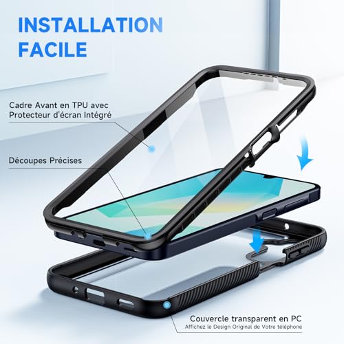 seacosmo Case for Samsung A16 5G/4G, Samsung A17/A26 Case with Screen Protector, 360° Full Body Shockproof Anti-Scratch Double Sided Protection Case for Samsung Galaxy A17/A16/A26 4G/5G Black