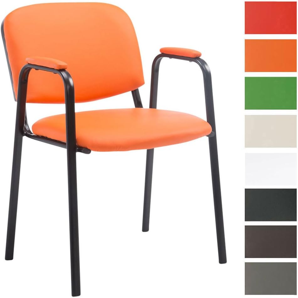 HJH Office 706450 BORNE Sedia Visitatore In Ecopelle Nera | Per Sala Riunioni E Attesa, Con Braccioli E Base Acciaio Cromato, 110 Kg