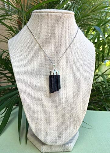Morocca Raw Black Tourmaline Pendant Silver Plated Gemstone Specimen Reiki Chakra Heal