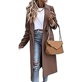 IDEALSANXUN Womens Long Wool Coats Fall Winter Notch Lapel Dressy Peacoat Jackets