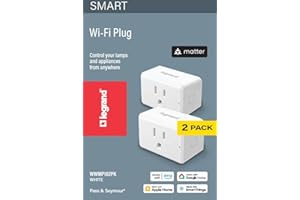 PASS & SEYMOUR Legrand Radiant® Wi-Fi Matter Smart Plug Matter Hub Required 15A, Easy Setup, Enhanced Compatibility with Apple HomeKit, Google Home, Alexa & SmartThings, Easy Wi-Fi Connectivity w/ Matter (2 Pack)